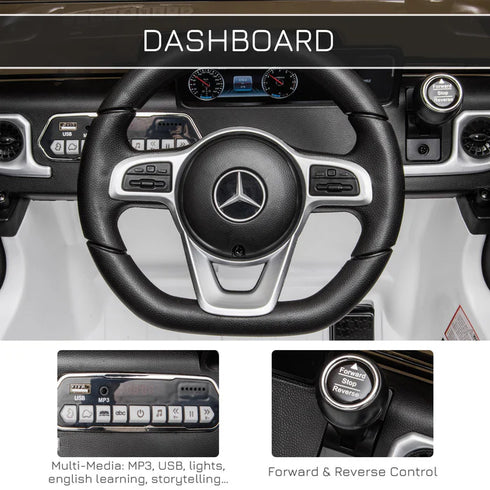 Licensed Mercedes G63 12v Ride on Car SUV with Remote - White - With High Doors