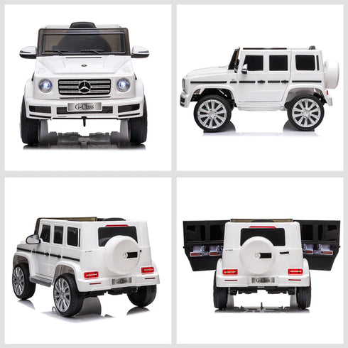 Licensed Mercedes G63 12v Ride on Car SUV with Remote - White - With High Doors