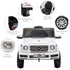 Licensed Mercedes G63 12v Ride on Car SUV with Remote - White - With High Doors