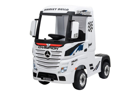 Licensed Mercedes Actros children's 24v ride on lorry with upgraded LEATHER seat, EVA RUBBER tyres, MP4 screen and has parental control- Black (Copy)