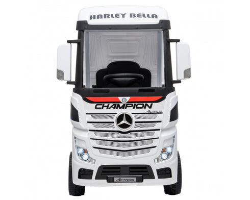 Licensed Mercedes Actros children's 24v ride on lorry with upgraded LEATHER seat, EVA RUBBER tyres, MP4 screen and has parental control- Black (Copy)
