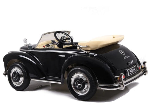 Mercedes Benz 300S (W188) Licensed Kids Electric Ride On Car with Leather Seat, EVA wheels, Remote Control LED Lights and MP3- Black