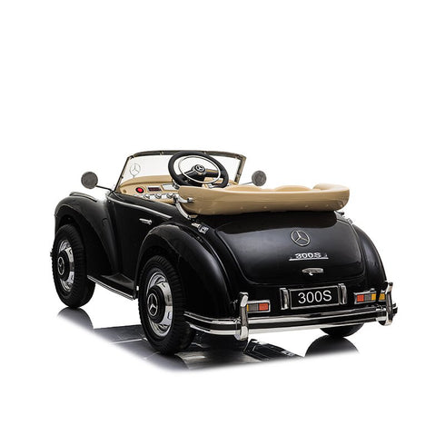 Mercedes Benz 300S (W188) Licensed Kids Electric Ride On Car with Leather Seat, EVA wheels, Remote Control LED Lights and MP3- Black