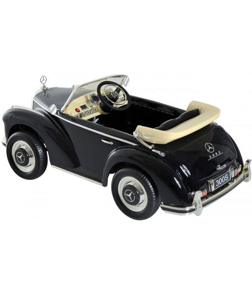Mercedes Benz 300S (W188) Licensed Kids Electric Ride On Car with Leather Seat, EVA wheels, Remote Control LED Lights and MP3- Black