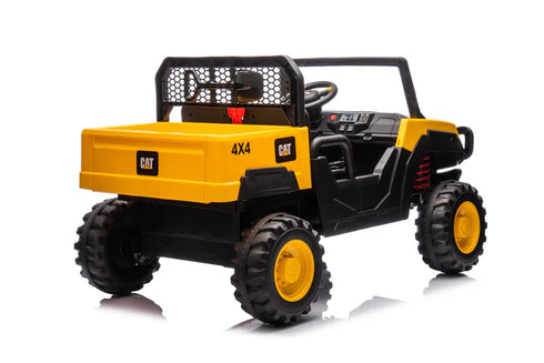 CAT Kids 24V Ride On UTV – Electric 2‑Seater with Tipping Bed, Shovel, MP3 & Remote Control