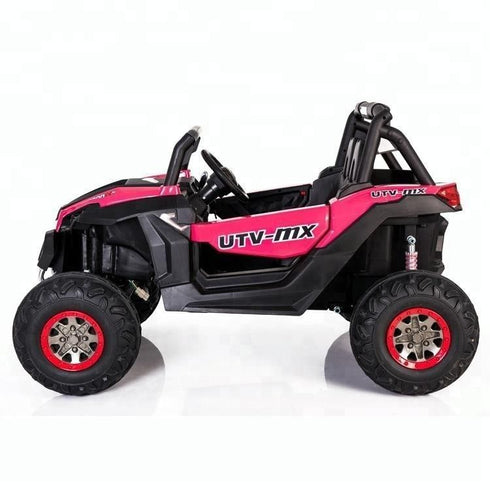 Renegade UTV-MX Buggy Style 24V 4WD Kids Electric Ride On With EVA Tyres, LEATHER seats and MP4 screen - Pink