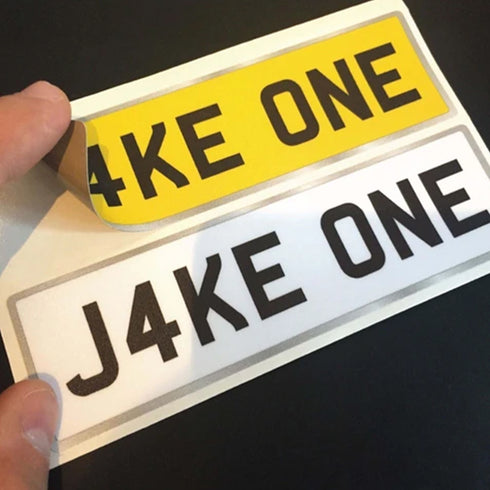 Childrens Personalised Number Plate Stickers for Kids Ride On Cars and Jeeps x 2