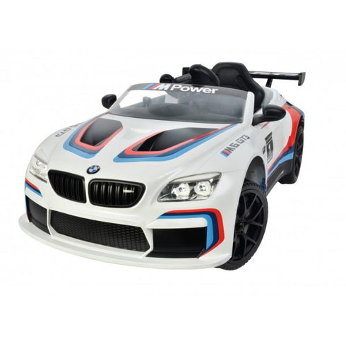 Licensed BMW M6 GT3 electric ride on car with EVA wheels and LEATHER seat upgrade- White