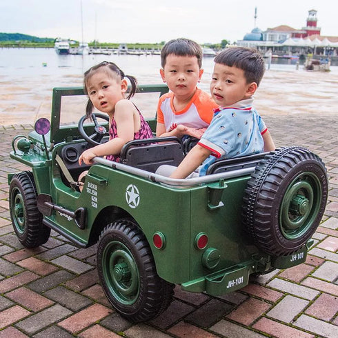 Willys Jeep 4WD 3 seater kids ride on jeep - Dark Green