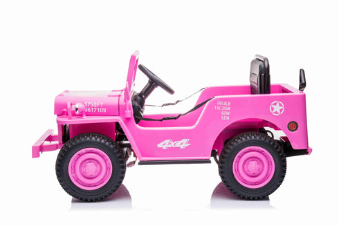 New 2022 Willys Jeep 4WD 12v single seat kids car - Pink