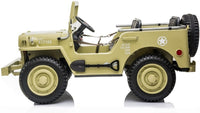 Willys Jeep 4WD 3 seater kids ride on jeep - Khaki green