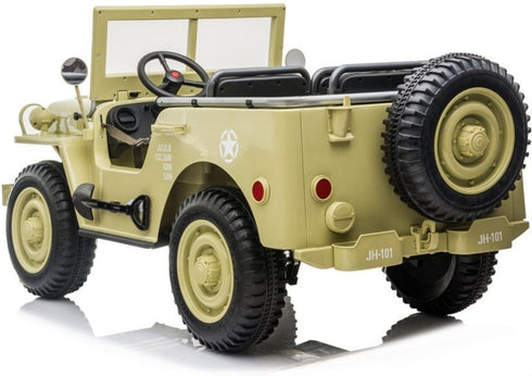 Willys Jeep 4WD 3 seater kids ride on jeep - Khaki green