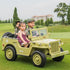 Willys Jeep 4WD 3 seater kids ride on jeep - Khaki green