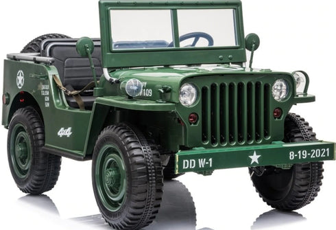 Willys Jeep 4WD 3 seater kids ride on jeep - Dark Green