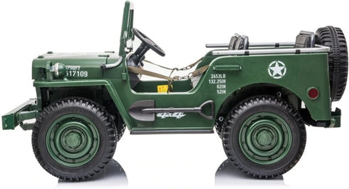 Willys Jeep 4WD 3 seater kids ride on jeep - Dark Green