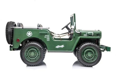 Willys Jeep 4WD 3 seater kids ride on jeep - Dark Green