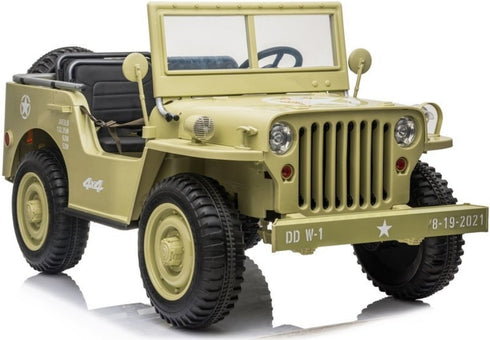 Willys Jeep 4WD 3 seater kids ride on jeep - Khaki green