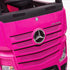 Licensed Mercedes Actros children's 24v ride on lorry with upgraded LEATHER seat, EVA RUBBER tyres, MP4 screen and has parental control- Pink