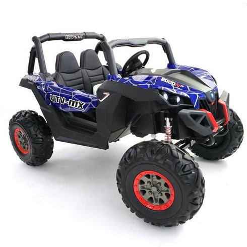 Renegade UTV-MX Buggy Style 24V 4WD Kids Electric Ride On With EVA Tyres, LEATHER seats and MP4 screen - Blue spider-man