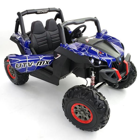 Renegade UTV-MX Buggy Style 24V 4WD Kids Electric Ride On With EVA Tyres, LEATHER seats and MP4 screen - Blue spider-man