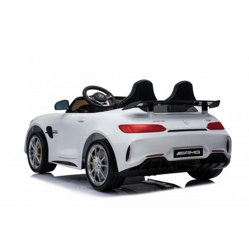 OFFICIAL LICENSED 24V KIDS ELECTRIC RIDE ON MERCEDES GT R AMG 4WD WITH PARENTAL REMOTE CONTROL - 2 SEATER MODEL WHITE