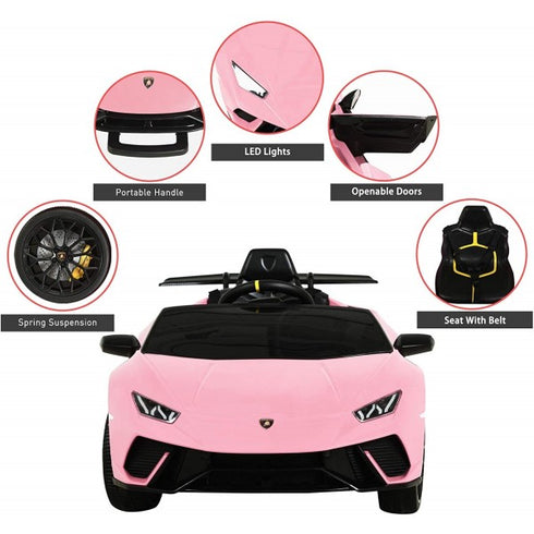 Licensed Lamborghini Huracan Performante Children's Battery Operated 12V Ride on car - Pink
