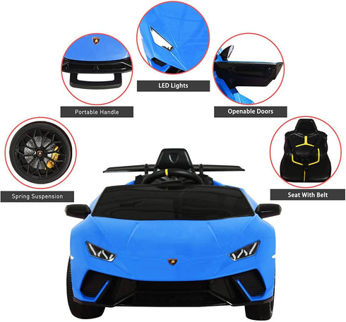 Licensed Lamborghini Huracan Performante Children's Battery Operated 12V Ride on car - Blue