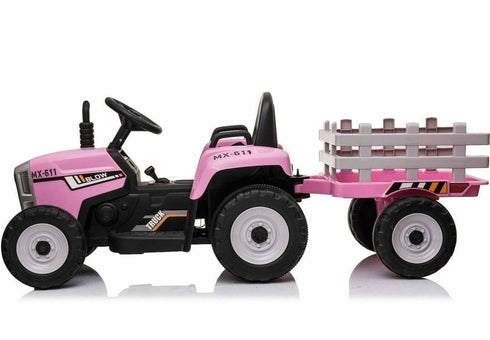 KIDS ELECTRIC RIDE ON TRACTOR WITH TRAILER & PARENTAL REMOTE CONTROL 12v