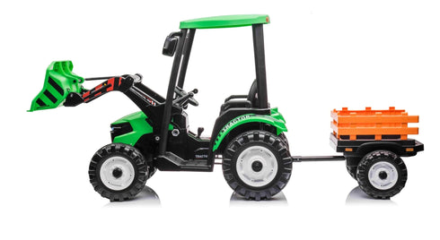 New 24v High roof kids electric ride on tractor with trailer - Green