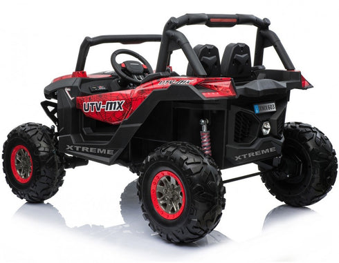 Renegade UTV-MX Buggy Style 24V 4WD Kids Electric Ride On With EVA Tyres, LEATHER seats and MP4 screen - Red spider-web