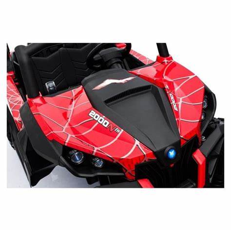 Renegade UTV-MX Buggy Style 24V 4WD Kids Electric Ride On With EVA Tyres, LEATHER seats and MP4 screen - Red spider-web